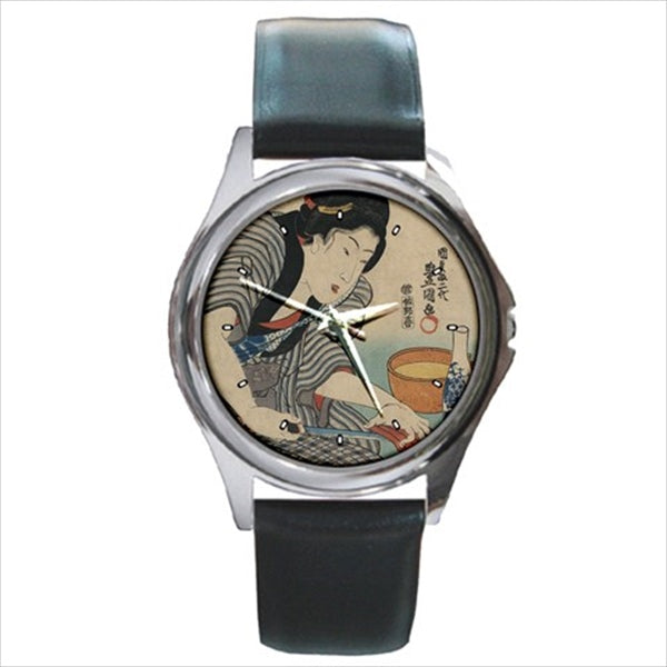 Japanese Sushi Sake Chef Art Round Wristwatch Unisex Watch Watches