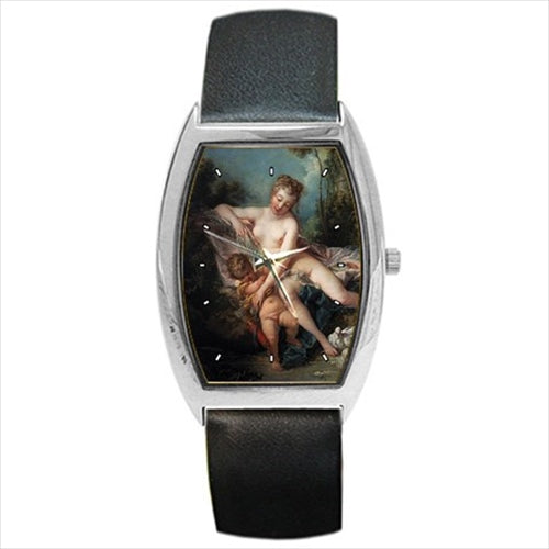 Venus Consoling Love François Boucher Art Barrel Style Wristwatch Unisex Watch Art Barrel Shape Unisex Watch Wristwatch Barrel Shape Watch