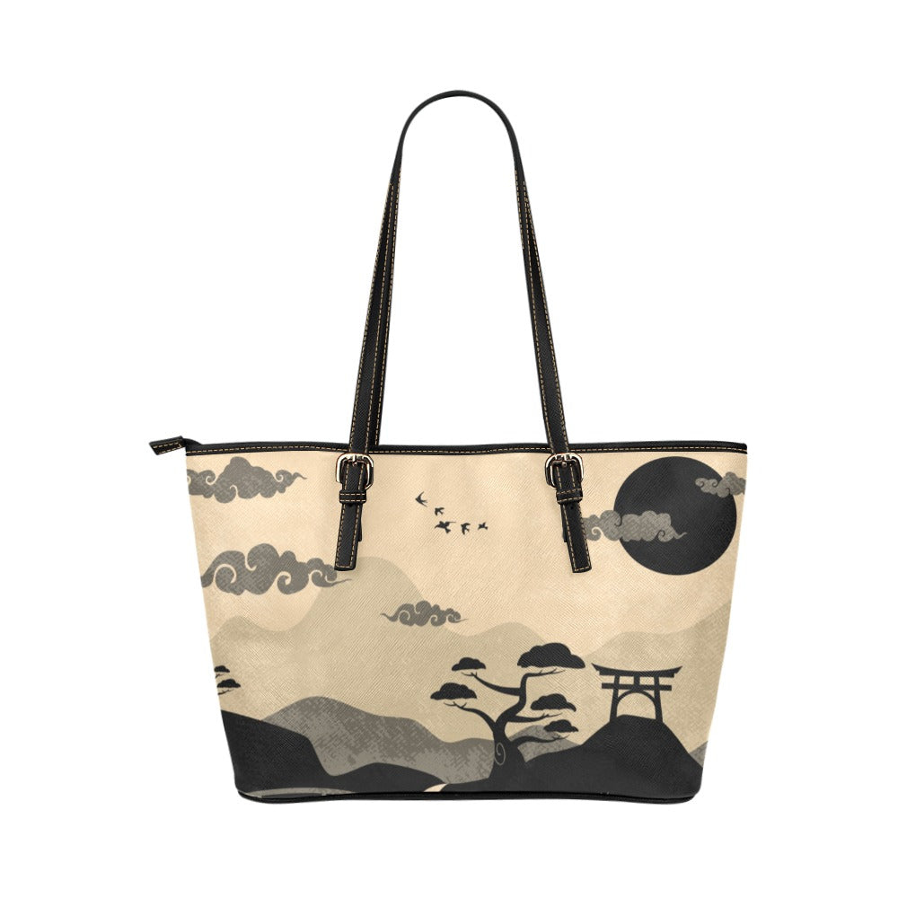 Japan Landscape Art PU Leather Carry On Tote Bag 17.5" x 11" 17.5" x 11" Art Carry On Japan Japanese Landscape PU Leather Shoulder Bag Tote Tote Bag Tote Bag