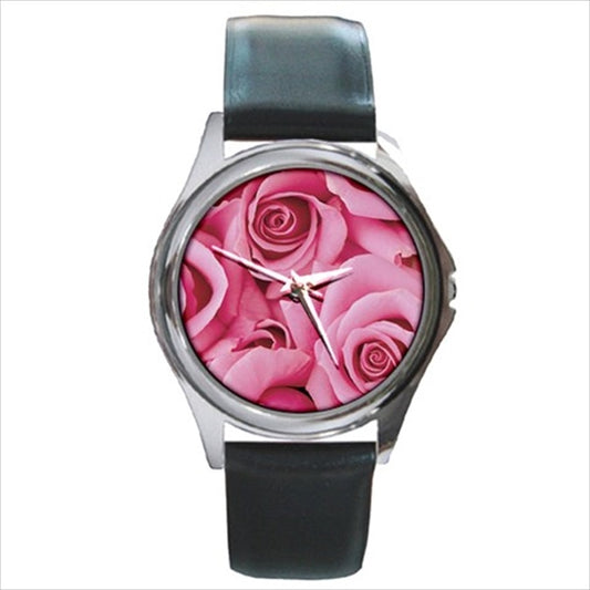 Pink Rose Petals Flower Round Unisex Wristwatch Watch Art Flowers Roses Round Watch Unisex Watch Wristwatch Watches