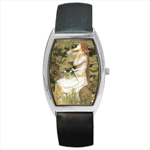 Ophelia John William Waterhouse Romanticism Art Barrel Style Wristwatch Unisex Watch Art Barrel Shape Famous Fine Art Unisex Watch Wristwatch Barrel Shape Watch