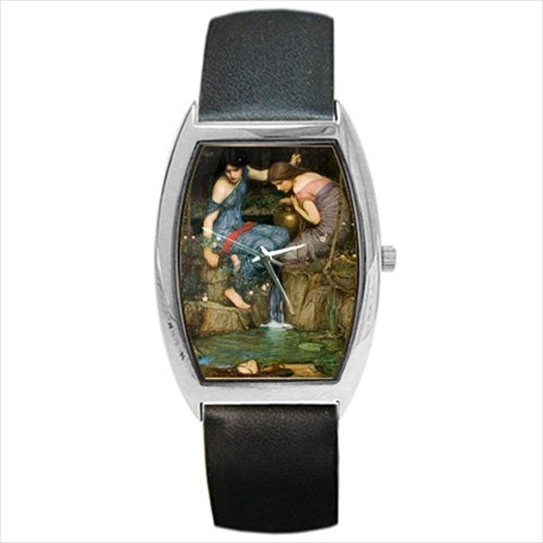 Nymphs Finding the Head of Orpheus John William Waterhouse Art Barrel Style Wristwatch Unisex Watch Art Barrel Shape Famous Fine Art Unisex Watch Wristwatch Barrel Shape Watch