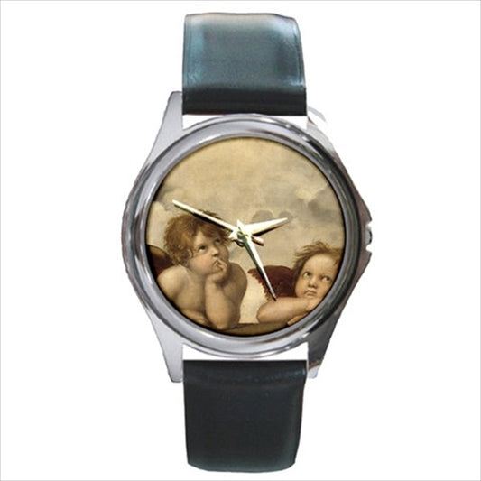 Angels Cherubs Of The Sistine Chapel Raphael Art Round Wristwatch Unisex Watch Art Raphael Round Watch Unisex Watch Wristwatch Watches