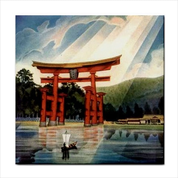 Japanese Torii Gate Ceramic Tile Art Backsplash Ceramic Ceramic Tile Home Decor Japan Japan Tile Japanese Tile Torii Ceramic Tile