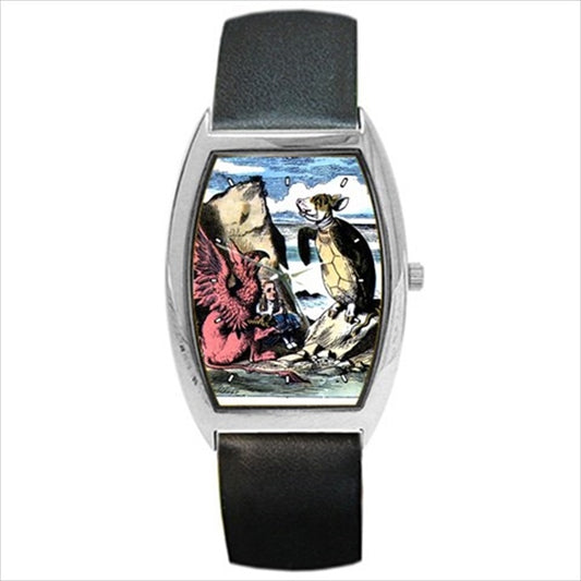 Alice In Wonderland Mock Turtle Wristwatch Unisex Watch Alice In Wonderland Art Barrel Shape Unisex Watch Wristwatch Barrel Shape Watch