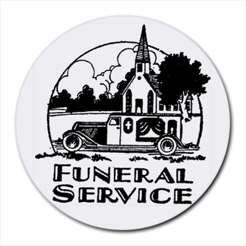 Funeral Home Service Hearse Vintage Ad Art Round Computer Mouse Pad Round Mouse Pad