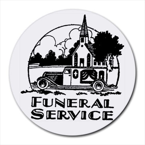 Funeral Home Service Hearse Vintage Ad Art Round Computer Mouse Pad