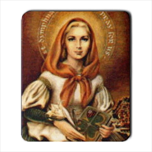 St Dymphna Patron Saint Depression Anxiety Mouse Pad Computer Mat Mouse Mouse Pad mousepad Office Accessory Patron Saint Religious Mouse Pad Saint St Dymphna Mouse Pad