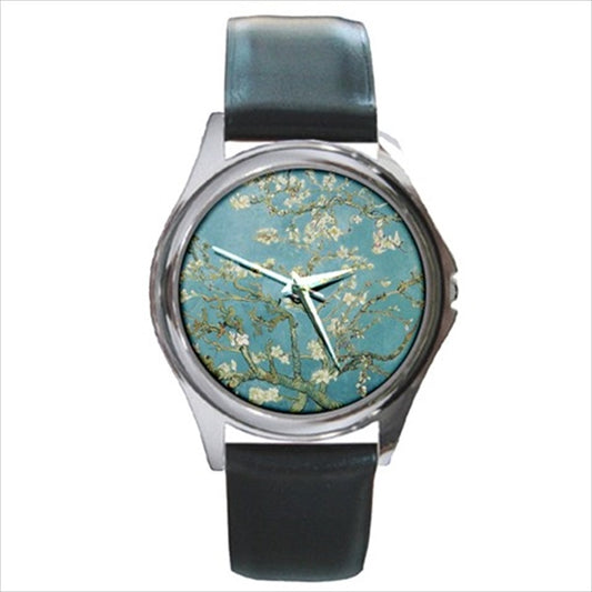 Almond Blossoms Vincent Van Gogh Round Unisex Wristwatch Watch Art Flowers Impressionism Round Watch Unisex Van Gogh Watch Wristwatch Watches