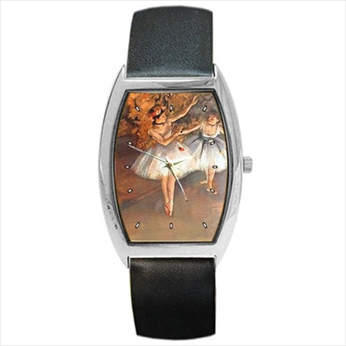 Two Dancers On Stage Degas Art Barrel Style Wristwatch Unisex Watch Art Barrel Shape Famous Fine Art Unisex Watch Wristwatch Barrel Shape Watch