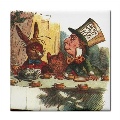 Alice In Wonderland March Hare Mad Hatter Color Art Ceramic Tile Alice In Wonderland Alice In Wonderland Tile Backsplash Ceramic Ceramic Tile Home Decor Tile Ceramic Tile