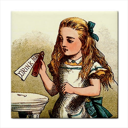 Alice In Wonderland Drink Me Color Art Ceramic Tile Alice In Wonderland Alice In Wonderland Tile Backsplash Ceramic Ceramic Tile Home Decor Tile Ceramic Tile