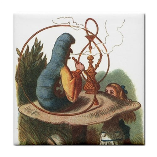 Alice In Wonderland Caterpillar Hookah Color Art Ceramic Tile Alice In Wonderland Alice In Wonderland Tile Backsplash Cat Ceramic Ceramic Tile Home Decor Tile Ceramic Tile