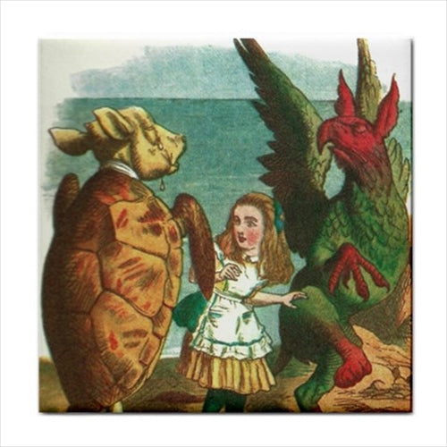 Alice In Wonderland Mock Turtle Gryphon Color Art Ceramic Tile Alice In Wonderland Alice In Wonderland Tile Backsplash Ceramic Ceramic Tile Home Decor Tile Ceramic Tile