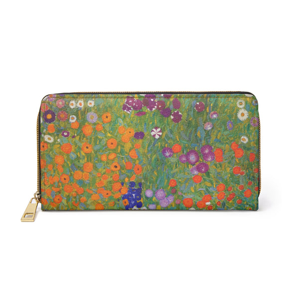 Flower Garden Gustav Klimt Art Faux Leather Zipper Wallet