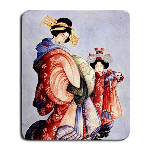 Oiran and Kamuro Japanese Japan Hokusai Art Computer Mat Mouse Pad Art Computer Japan Japanese Mat Mouse Mouse Pad mousepad Office Accessory Mouse Pad