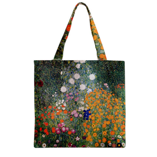 Flower Garden Gustav Klimt Art Canvas Grocery Shopping Book Tote Bag Art Flowers Garden Gustav Klimt Tote Bag Tote Bag