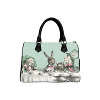 Alice In Wonderland Boston Handbag Canvas PU Leather