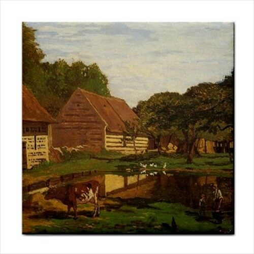 A Farmyard In Normandy Claude Monet Tile Coaster Art Decorative Ceramic Tile Ceramic Tile