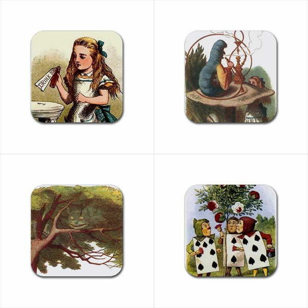 Alice In Wonderland Art Drink Coasters Rubber Beverage Anti Slip Variety Set E