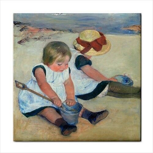 Children Playing On The Beach Mary Cassatt Art Decorative Ceramic Tile Ceramic Tile