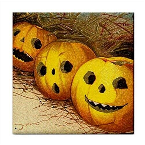 Halloween Pumpkins Jack O Lanterns Vintage Art Ceramic Backsplash Tile