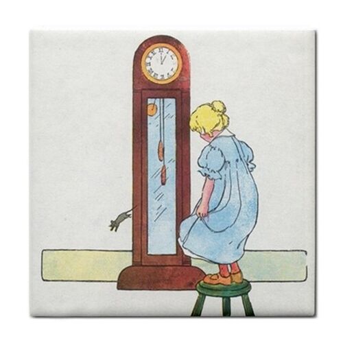 Hickory Dickory Dock Rhyme Vintage Art Ceramic Tile Ceramic Tile