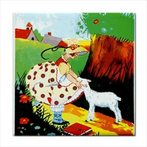Little Bo Peep Illustration Nursery Baby Room Art Ceramic Tile Ceramic Tile