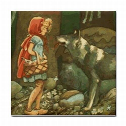 Little Red Riding Hood Big Bad Wolf Art Coaster Ceramic Tile Ceramic Tile