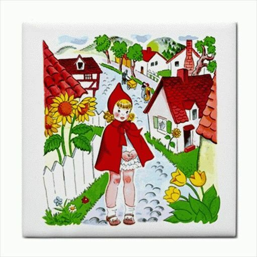 Little Red Riding Hood Girl Art Decorative Ceramic Tile Ceramic Tile