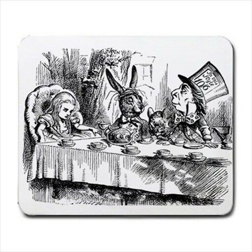 Mad Tea Party Alice In Wonderland Hatter Hare Computer Mouse Pad Mat Mouse Pad