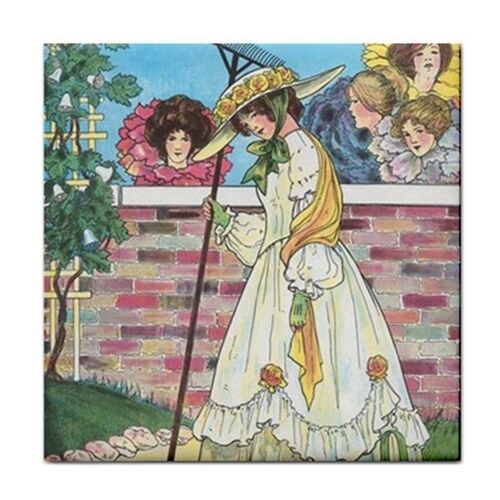 Mary Quite Contrary Rhyme Vintage Art Ceramic Tile