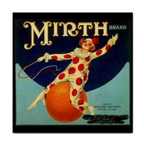 Mirth Brand Oranges Vintage Clown Vintage Ad Decorative Kitchen Ceramic Tile Ceramic Tile