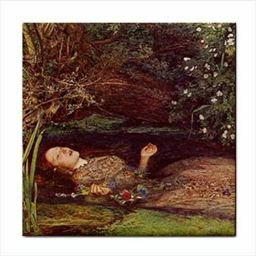 Ophelia Hamlet Suicide John Everett Millais Art Ceramic Tile