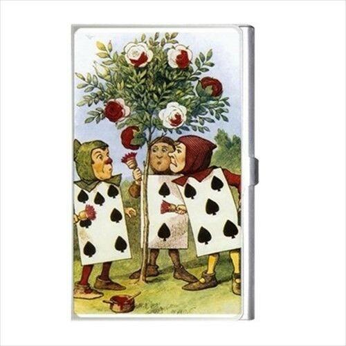 Alice In Wonderland Painting Roses Red Business Credit Card Case Holder Business Card Holder