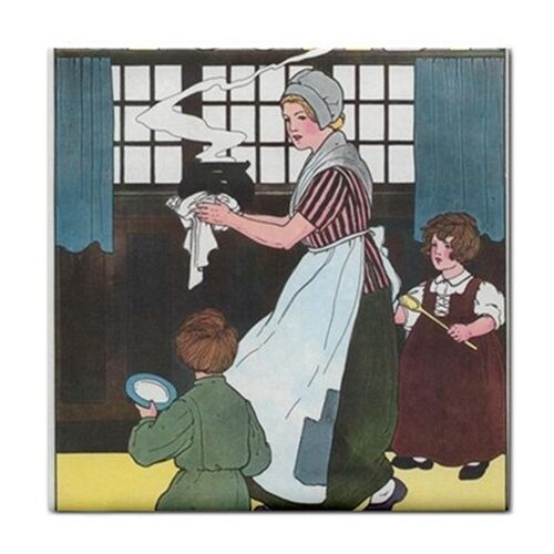 Pease Porridge Hot Food Rhyme Vintage Art Ceramic Tile Ceramic Tile