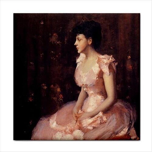Portrait Of A Lady In Pink Female Art Ceramic Tile Ceramic Tile