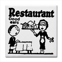 Restaurant Good Eats Vintage Ad Decorative Kitchen Ceramic Tile