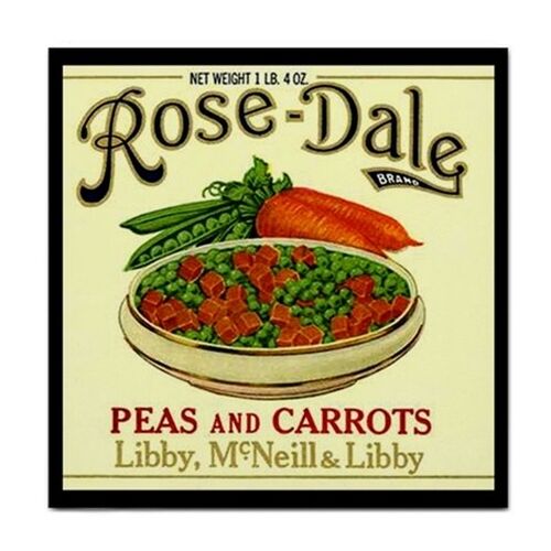 Rose Dale Peas And Carrots Vintage Ad Art Ceramic Tile