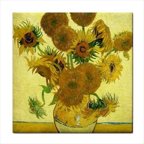 Still Life Vase With Fifteen Sunflowers Van Gogh Art Decorative Ceramic Tile Ceramic Tile