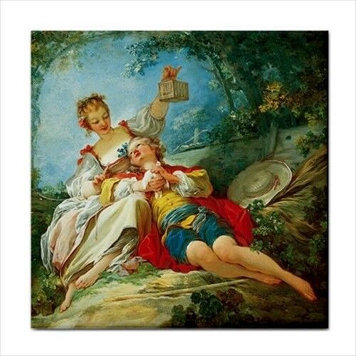 The Happy Lovers Fragonard Rococo Romantic Couple Fine Art Ceramic Tile Ceramic Tile
