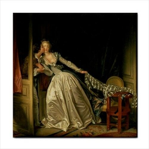 The Stolen Kiss Fragonard Rococo Romance Love Fine Art Ceramic Tile Ceramic Tile
