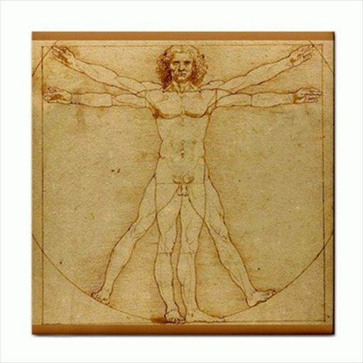 Vitruvian Man Leonardo Da Vinci Art Ceramic Tile