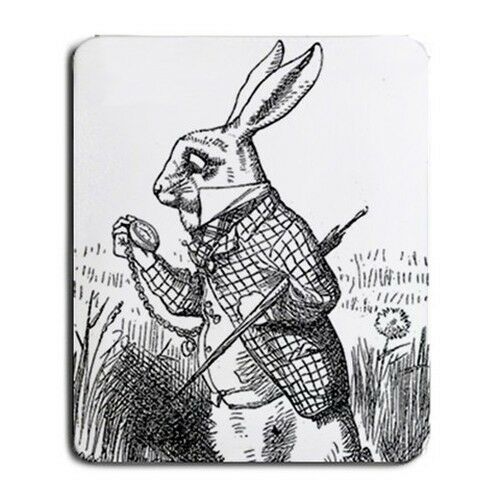 White Rabbit I'm Late Alice In Wonderland Computer Mouse Pad Mat Mouse Pad