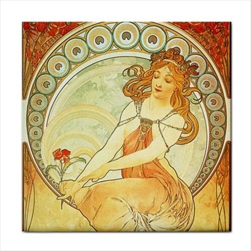Woman Female Beauty Mucha Art Decorative Ceramic Tile Ceramic Tile