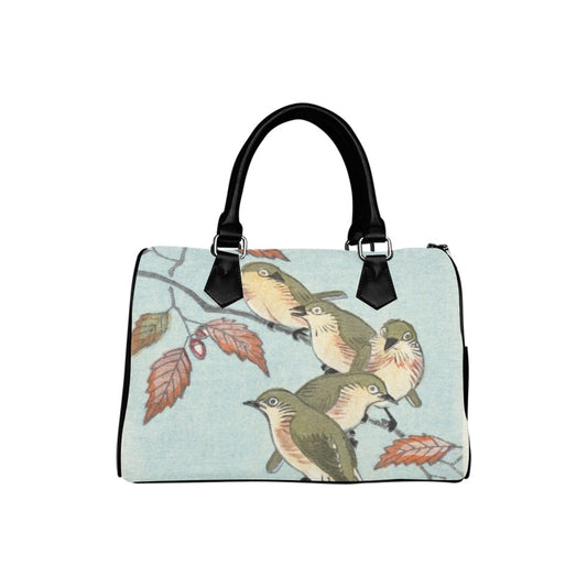 Birds In Tree Boston Handbag Canvas PU Leather Art Boston Handbag Handbag Ladies Boston Handbag