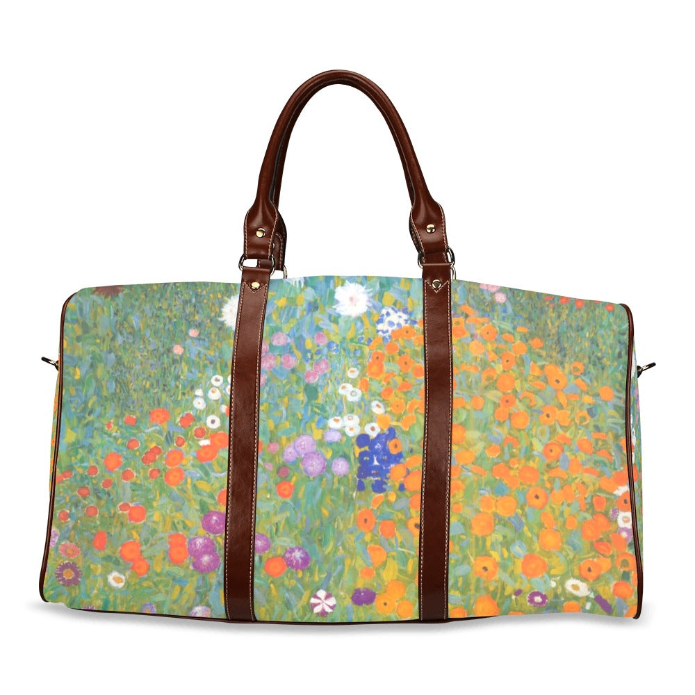 Flower Garden Klimt Art Waterproof Travel Overnight Bag Art Carryon Flowers Gustav Klimt Map Overnight Bag Shoulder Bag Travel waterproof travel bag Tote Bag