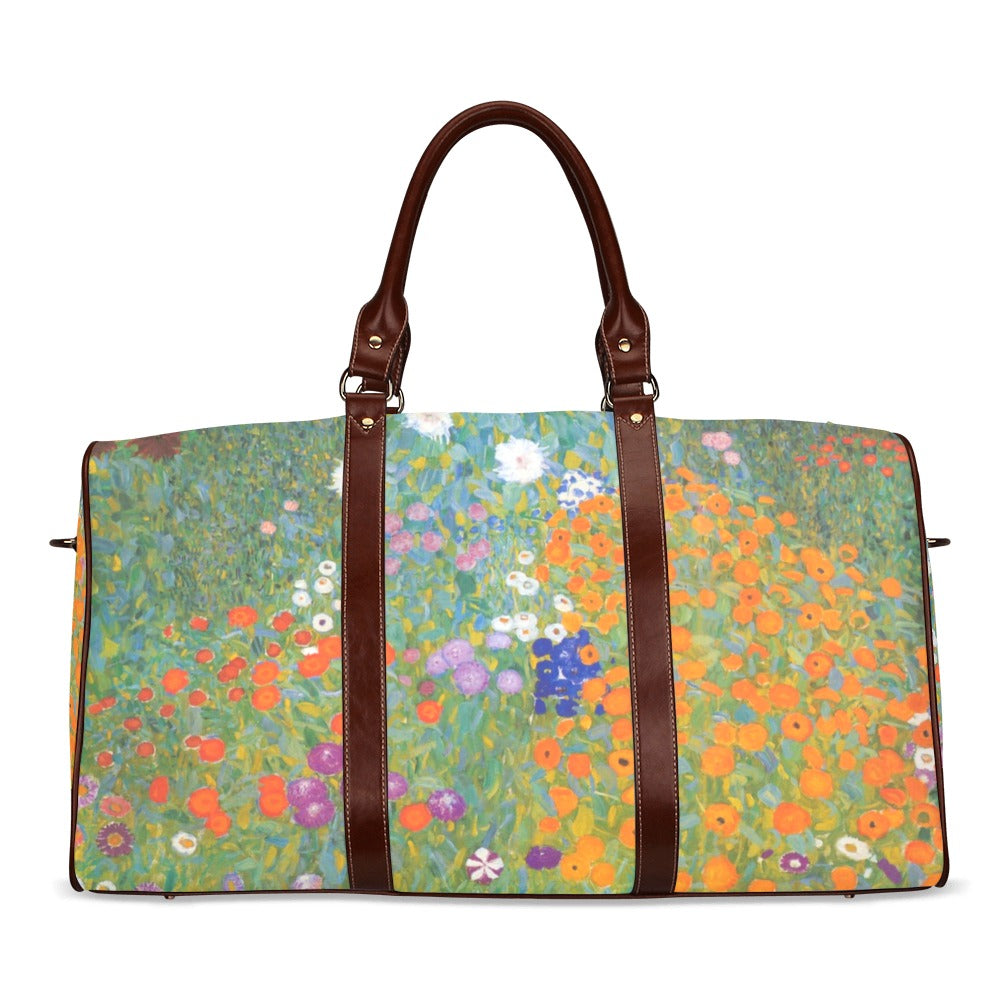 Flower Garden Klimt Art Waterproof Travel Overnight Bag Art Carryon Flowers Gustav Klimt Map Overnight Bag Shoulder Bag Travel waterproof travel bag Tote Bag