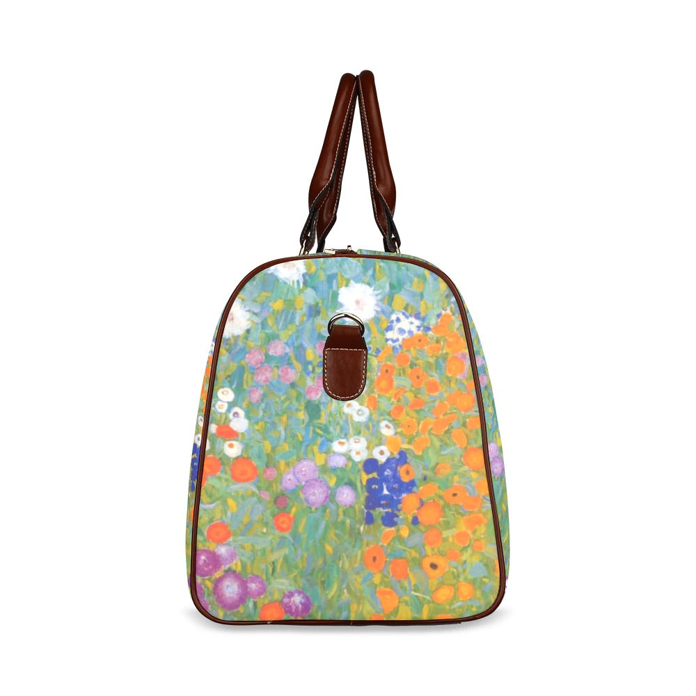 Flower Garden Klimt Art Waterproof Travel Overnight Bag Art Carryon Flowers Gustav Klimt Map Overnight Bag Shoulder Bag Travel waterproof travel bag Tote Bag