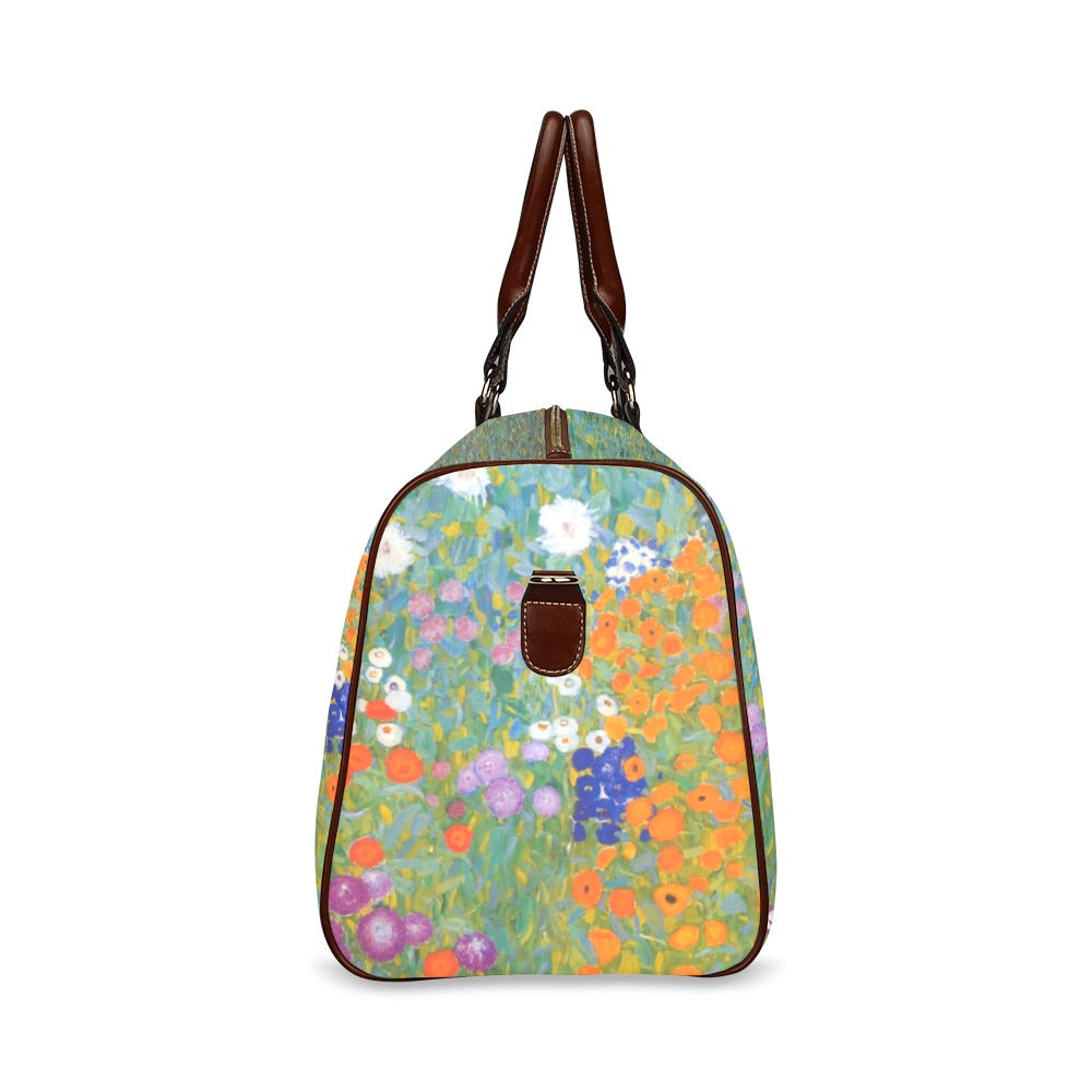 Flower Garden Klimt Art Waterproof Travel Overnight Bag Art Carryon Flowers Gustav Klimt Map Overnight Bag Shoulder Bag Travel waterproof travel bag Tote Bag